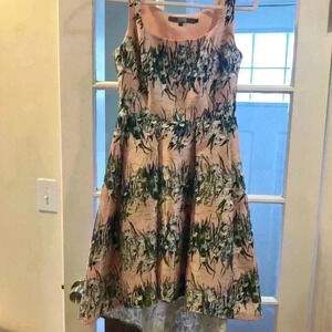 Eva Franco pink floral design sleeveless dress.